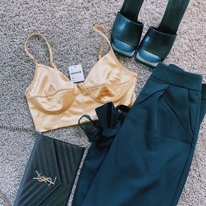 Gold free people Bustier Crop Top